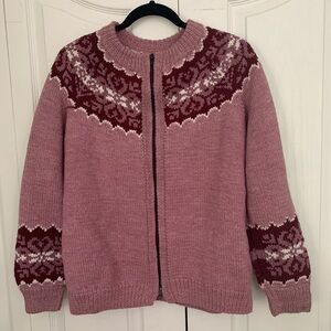 Handknit Lopi Style Cardigan Sweater